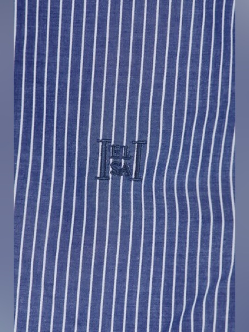 Helsa Pinstripe Poplin Fitted Shirt in Blue Pinstripe - Picture 5 of 5